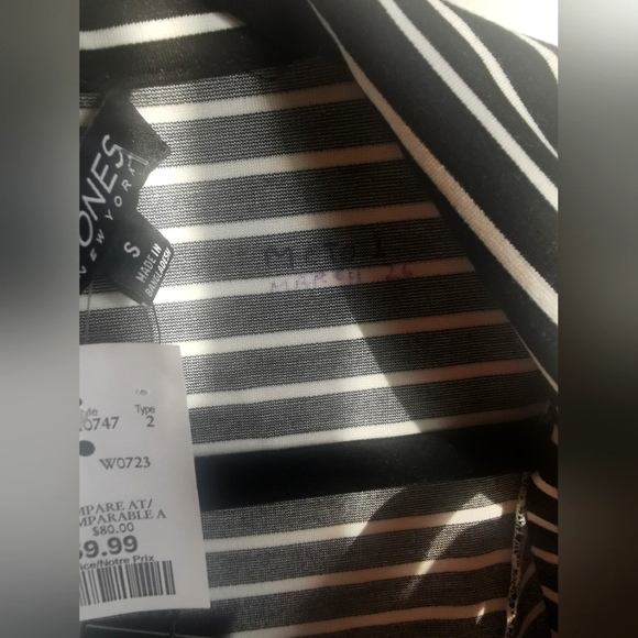 Jones New York Navy and Off-White Striped Jacket - Picture 6 of 6